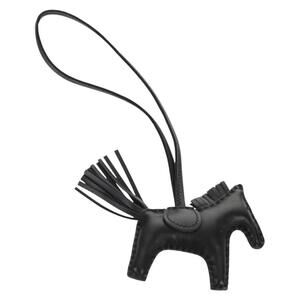 HERMES Rodeo PM Charm Leather Black Auth BA8096M